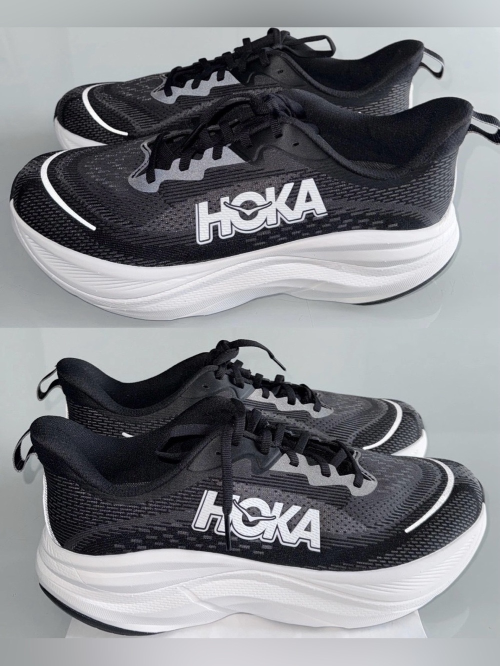 Hoka ONE ONE 🔥 Skyflow Black Athletic Running Sneakers Sz 12 1155111 BWHT NEW